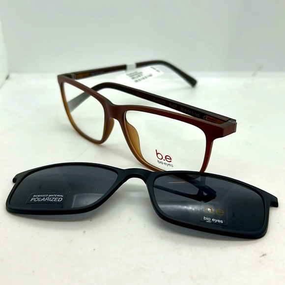 BioEyes Elwood Unisex Eyeglasses Frames Magnet Sun Polarized Clip. Rust NWT - Picture 1 of 9